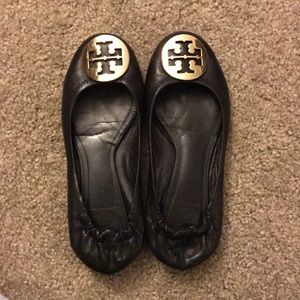 Tory Burch Black/Gold Classic Reva Ballet Flat,6.5